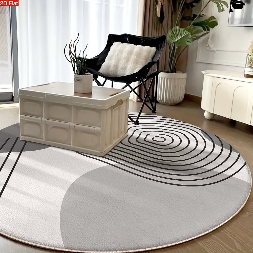 Tapis rond minimaliste gris et ivoire, six diamètres vendus