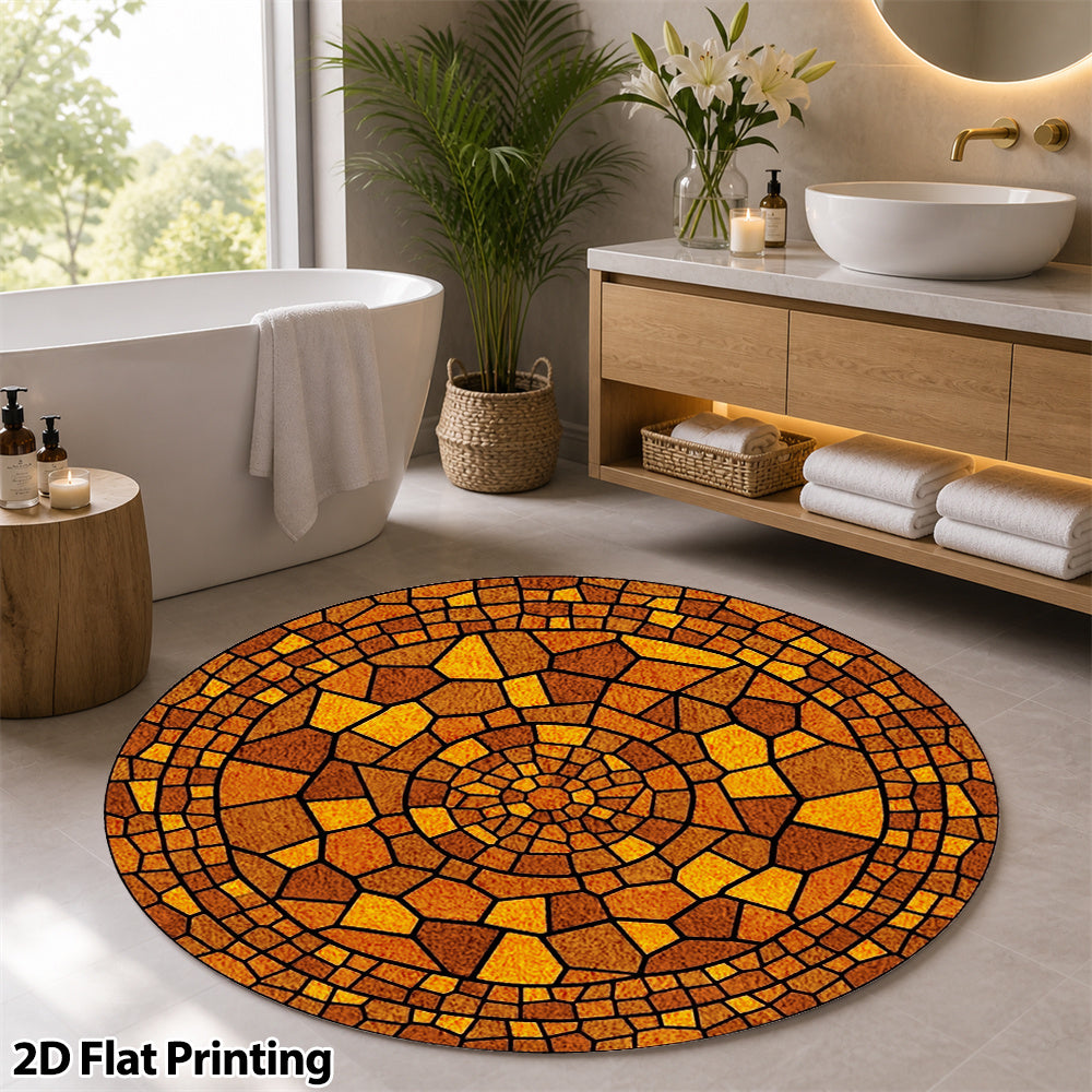 Tapis rond mosaïque ambre pour salle de bain, Ø 80 à 120 cm