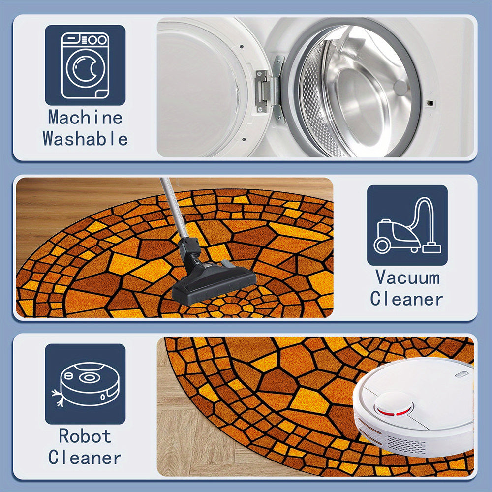 Tapis rond mosaïque ambre pour salle de bain, Ø 80 à 120 cm