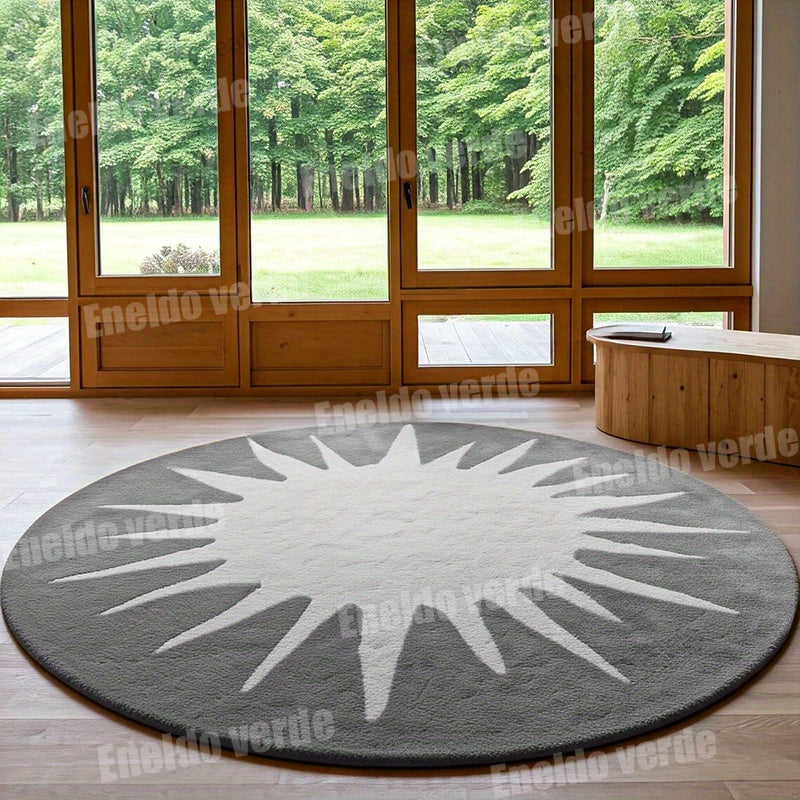 Tapis rond motif soleil, six coloris et trois diamètres