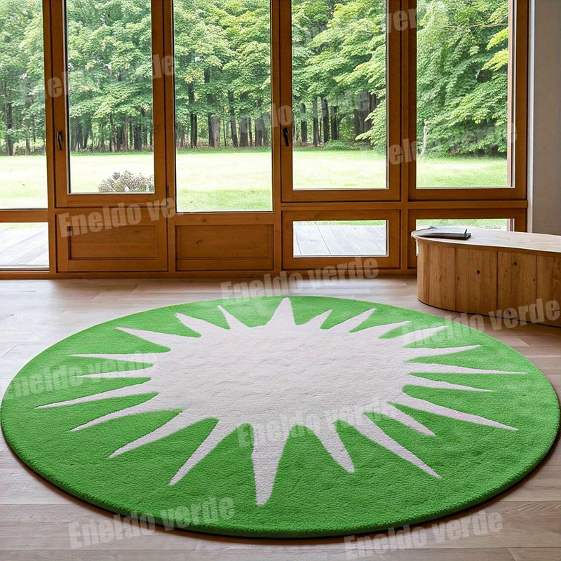 Tapis rond motif soleil, six coloris et trois diamètres