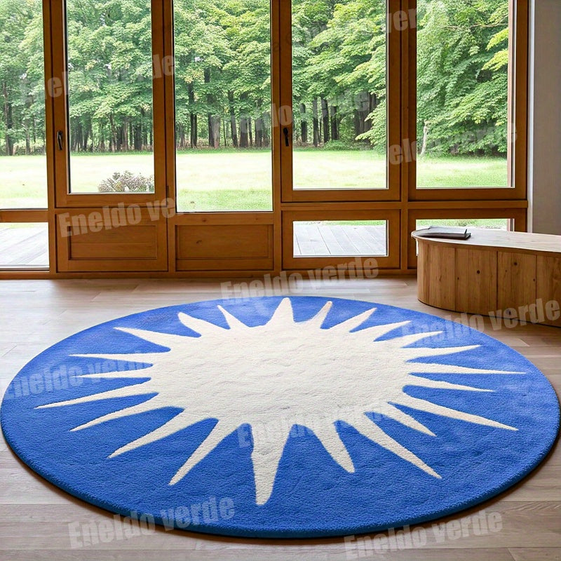 Tapis rond motif soleil, six coloris et trois diamètres