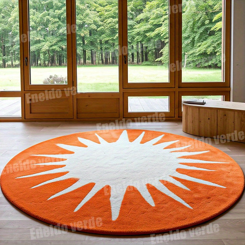 Tapis rond motif soleil, six coloris et trois diamètres