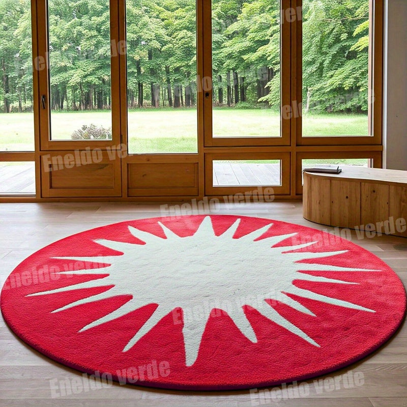 Tapis rond motif soleil, six coloris et trois diamètres