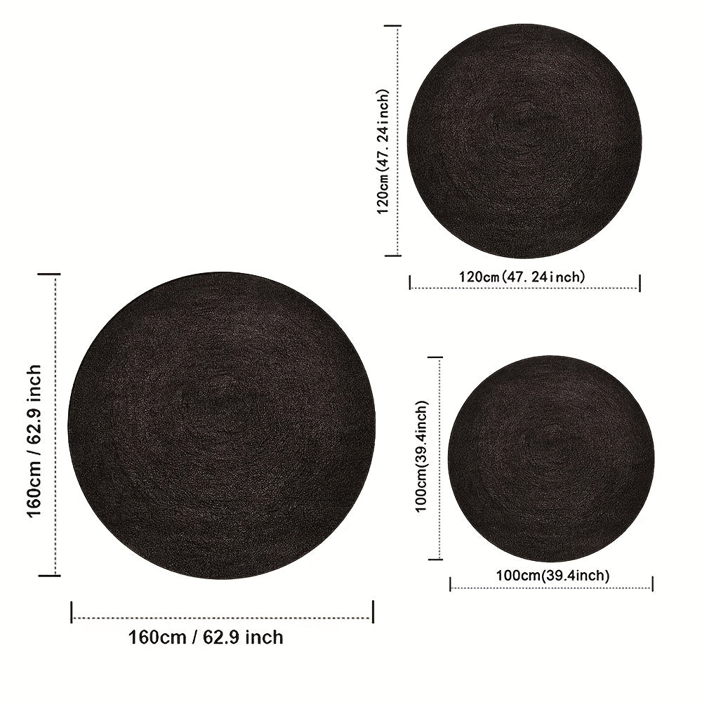 Tapis rond noir charbon uni, flanelle 700 g/m², 3 diamètres