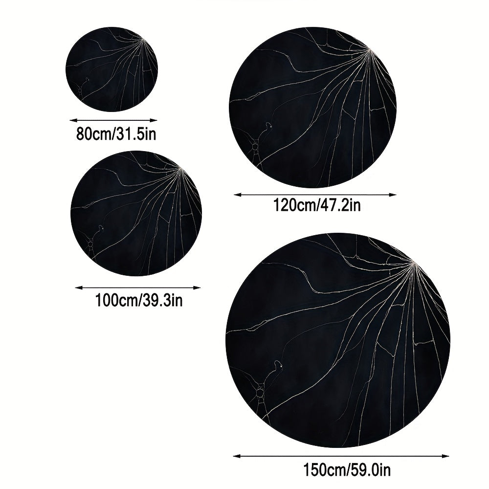 Tapis rond noir à fines craquelures argentées, Ø 80 à 150 cm