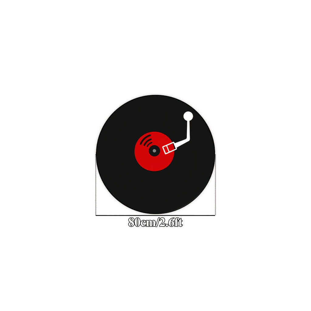 Tapis rond noir imprimé disque vinyle, Ø 80, 120 ou 150 cm