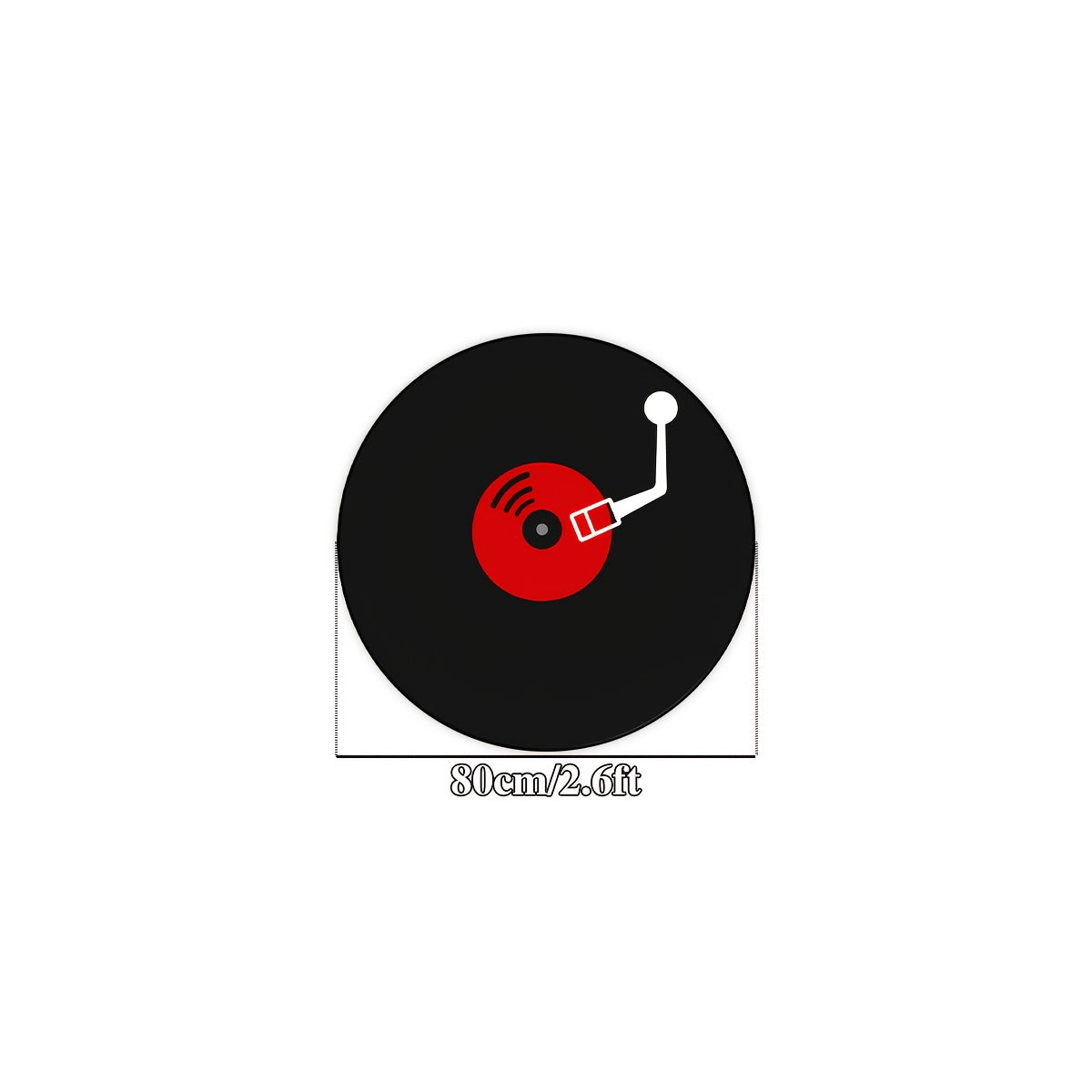 Tapis rond noir imprimé disque vinyle, Ø 80, 120 ou 150 cm