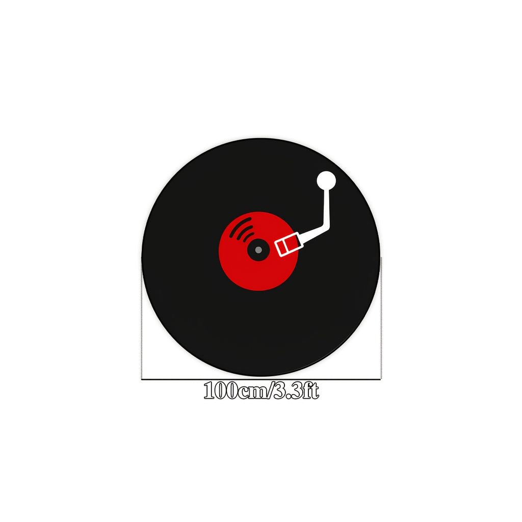 Tapis rond noir imprimé disque vinyle, Ø 80, 120 ou 150 cm