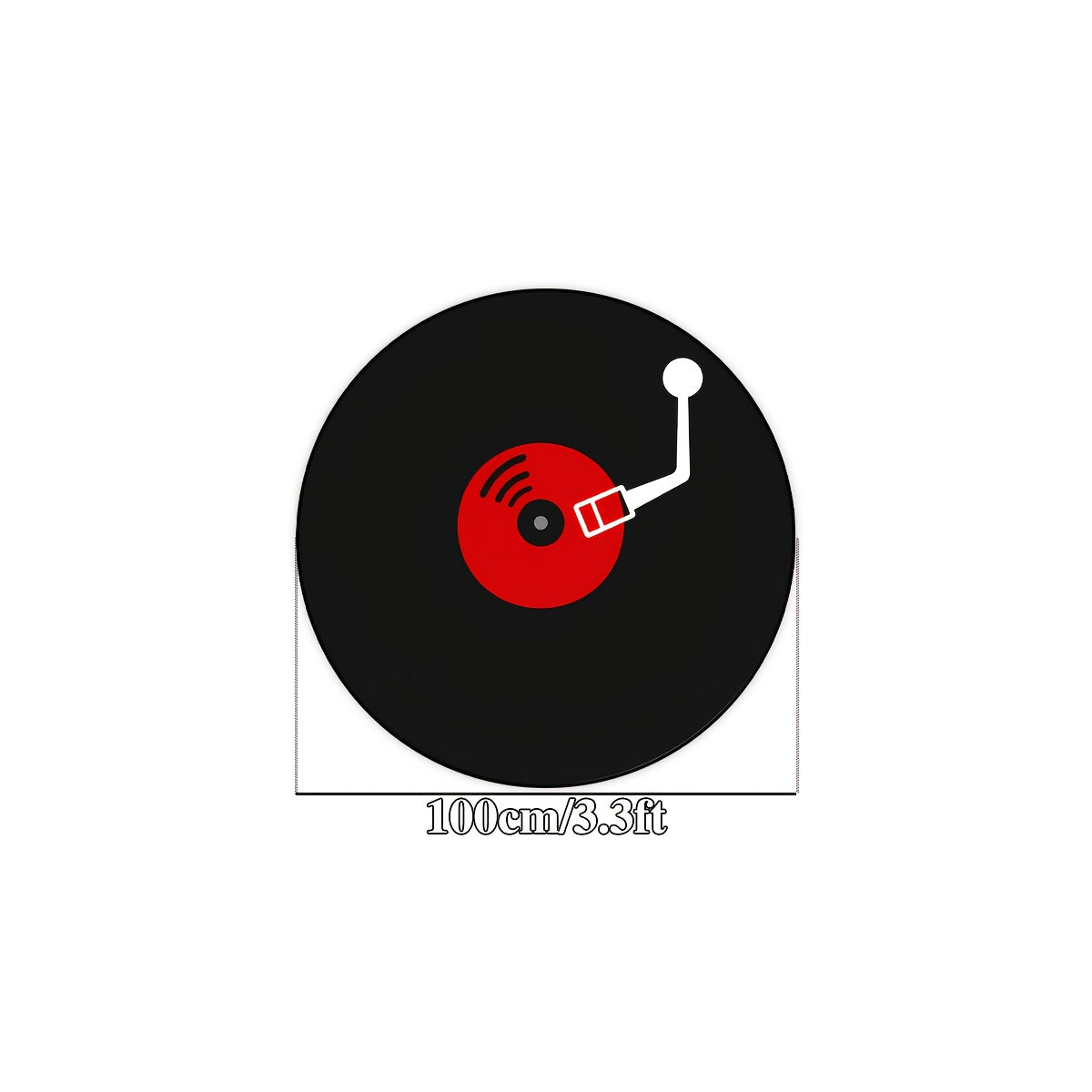 Tapis rond noir imprimé disque vinyle, Ø 80, 120 ou 150 cm