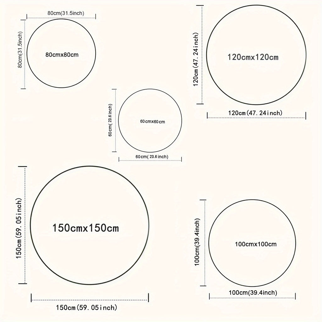 Tapis rond noir à couronne de lettres blanches, Ø 60 à 150 cm