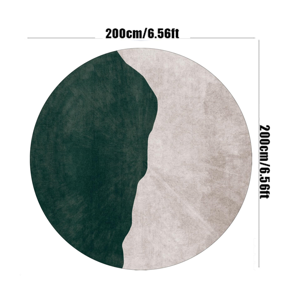 Tapis rond noir terrazzo, éclats crème sur velours ras 200 cm
