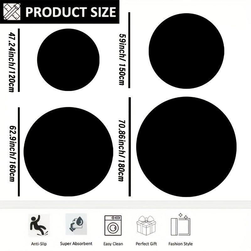 Tapis rond noir uni pour batterie, Ø 160 ou 180 cm au choix