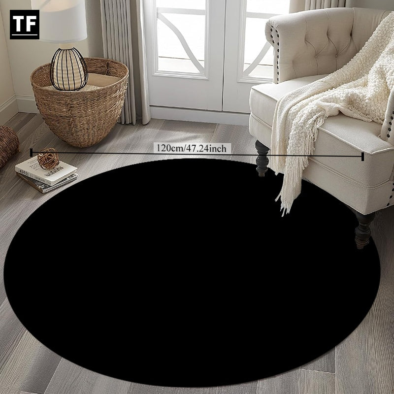 Tapis rond noir uni pour batterie, Ø 160 ou 180 cm au choix