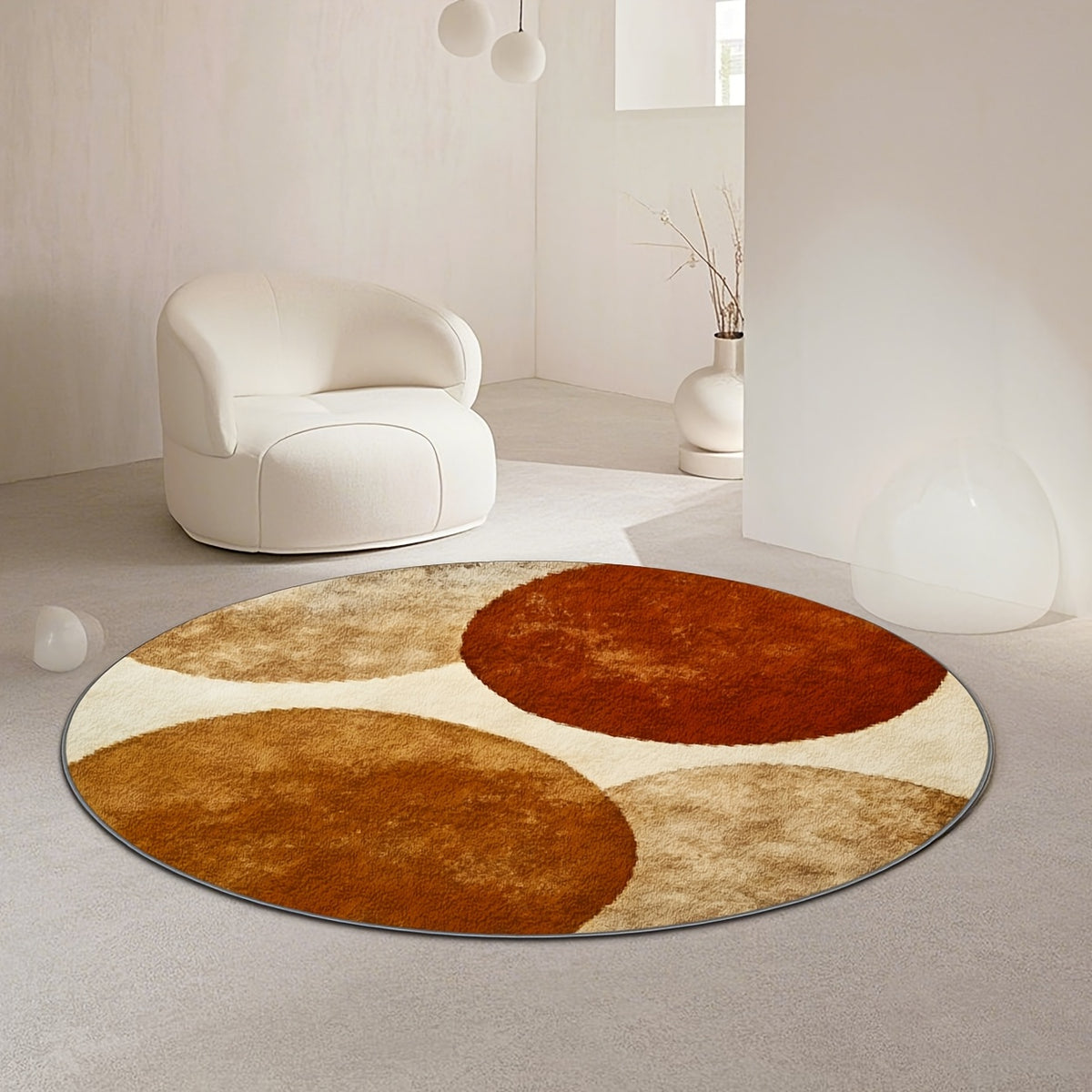 Tapis rond ocre à quatre disques imbriqués, Ø 80 à 200 cm