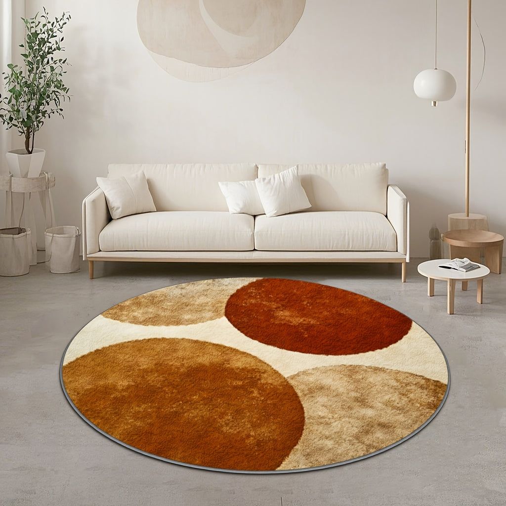 Tapis rond ocre à quatre disques imbriqués, Ø 80 à 200 cm