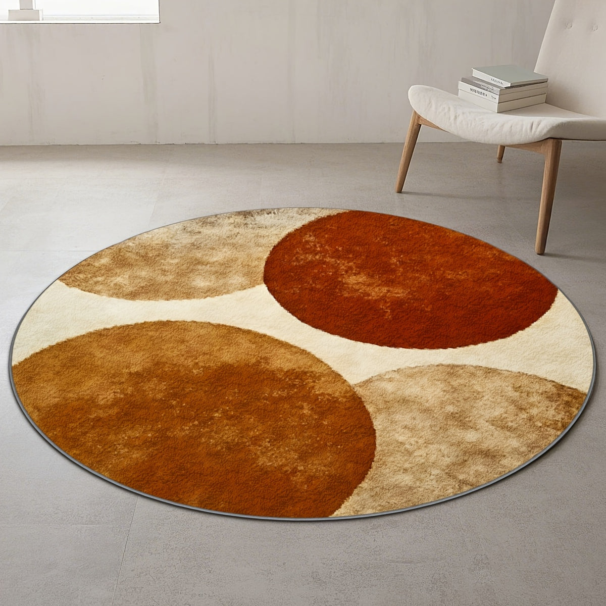 Tapis rond ocre à quatre disques imbriqués, Ø 80 à 200 cm