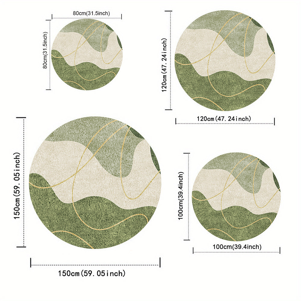 Tapis rond vert olive à vagues crème, dès 36,90 € le Ø 70