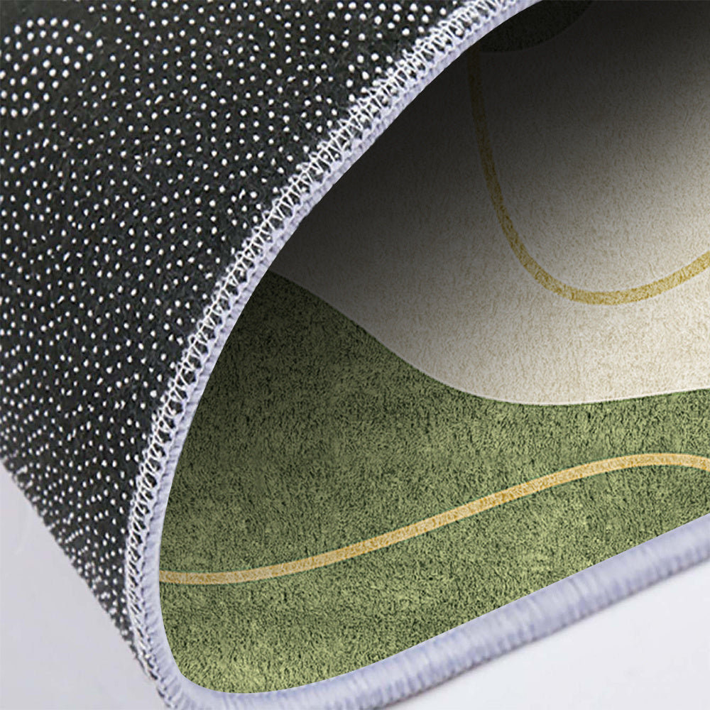 Tapis rond vert olive à vagues crème, dès 36,90 € le Ø 70