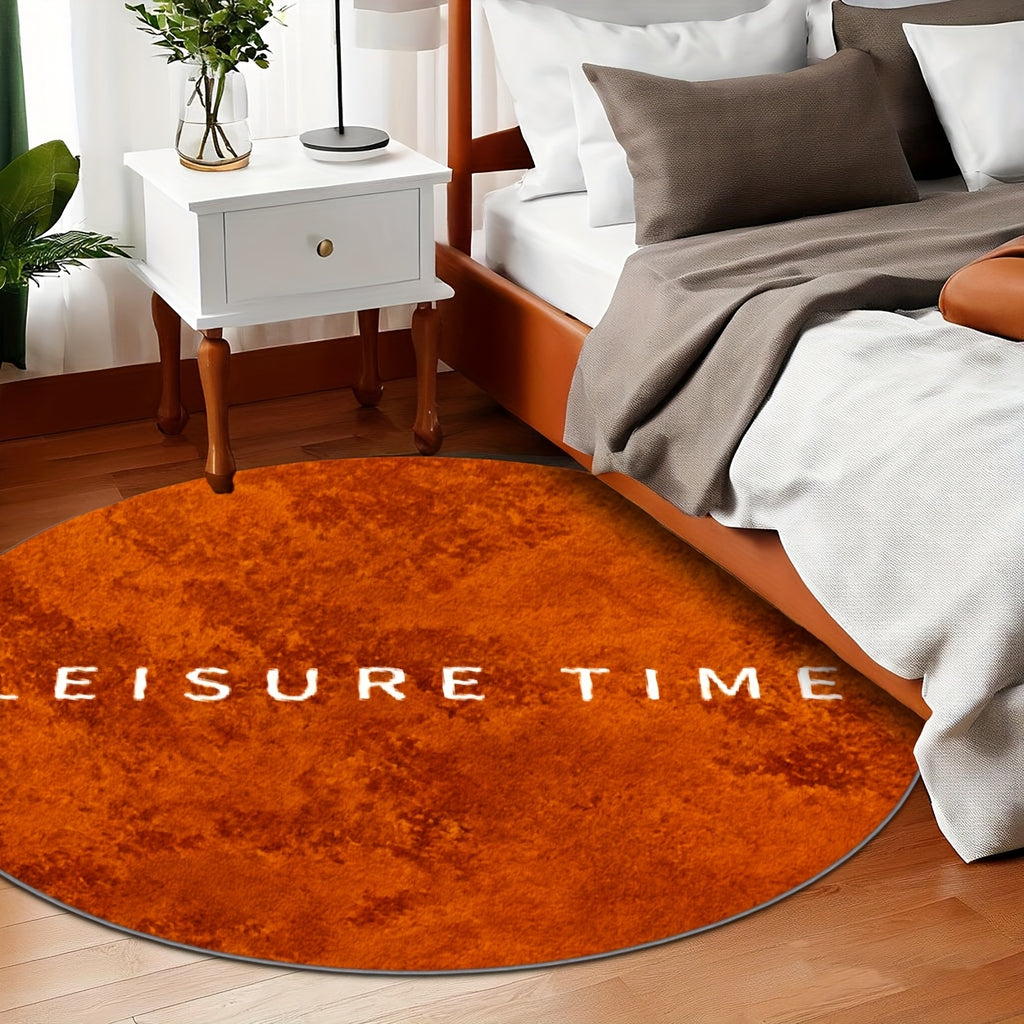 Tapis rond orange brûlé imprimé LEISURE TIME, 200 cm max