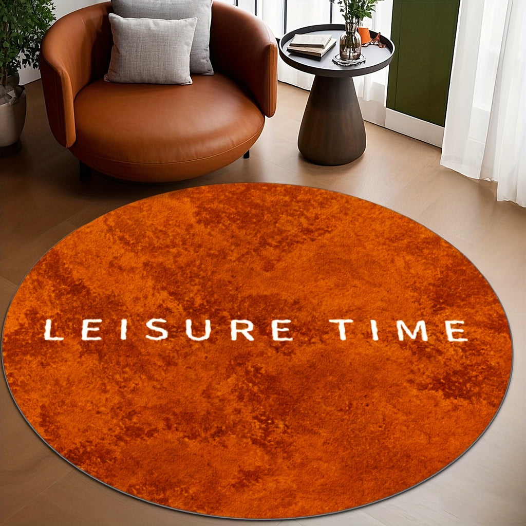 Tapis rond orange brûlé imprimé LEISURE TIME, 200 cm max