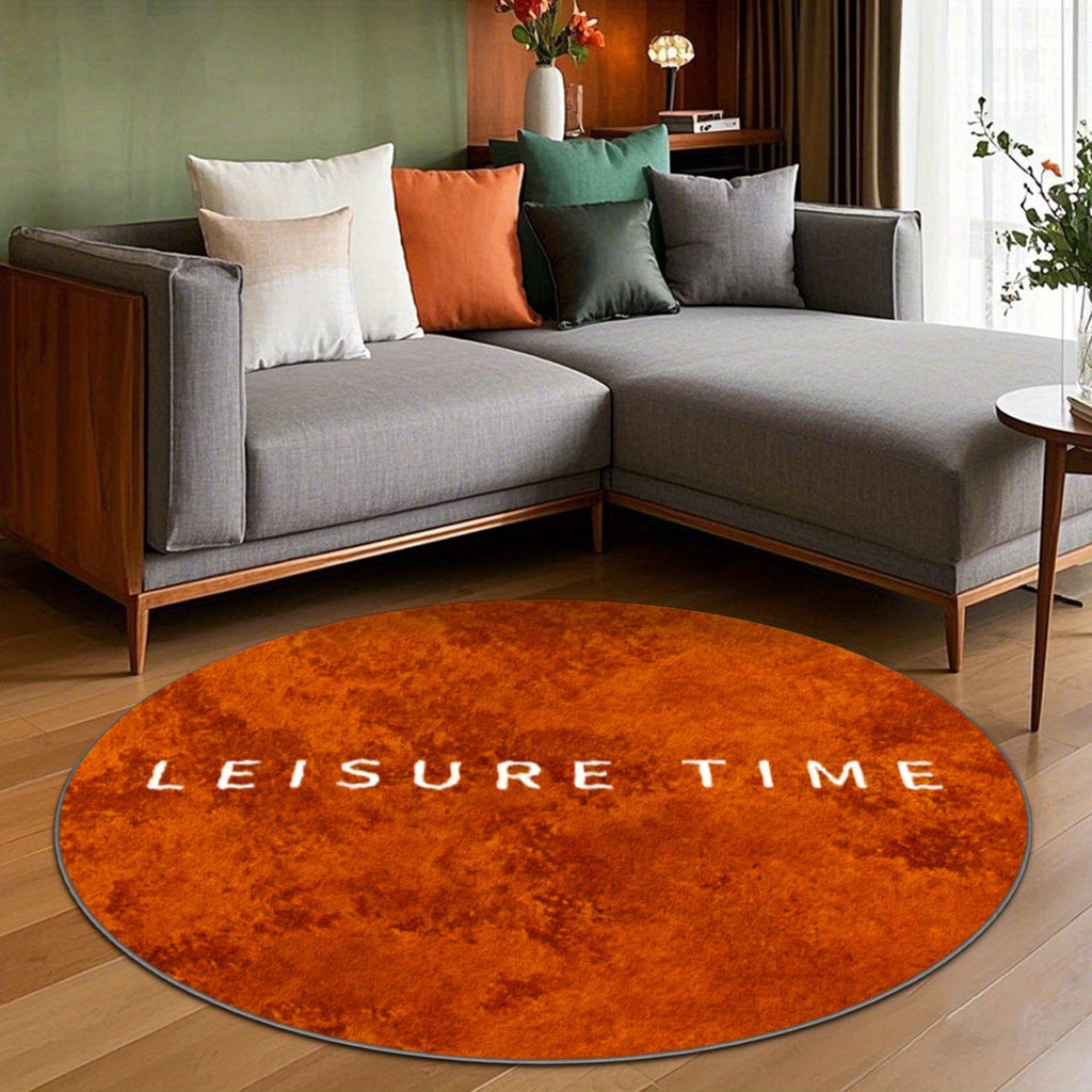 Tapis rond orange brûlé imprimé LEISURE TIME, 200 cm max
