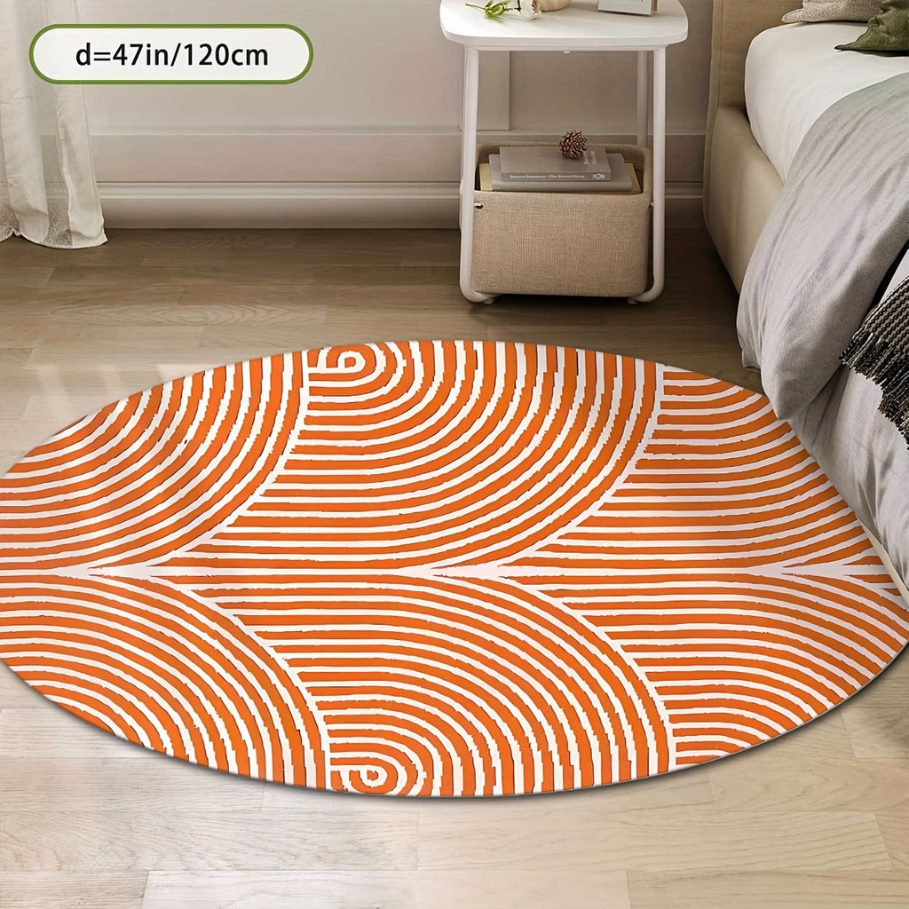 Grand tapis rond orange à vagues, Ø 160 ou Ø 200 cm au choix