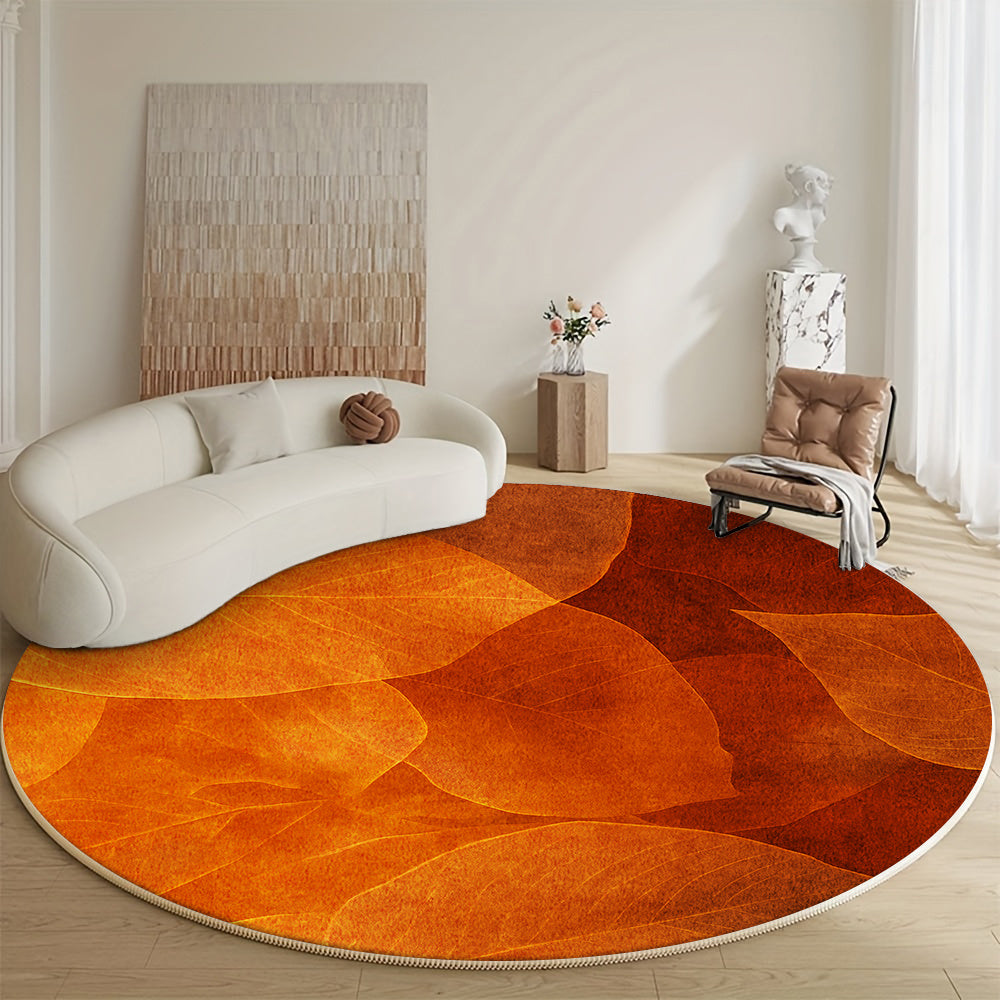Tapis rond orange à pétales, dos à pois, Ø 80 à Ø 160 cm