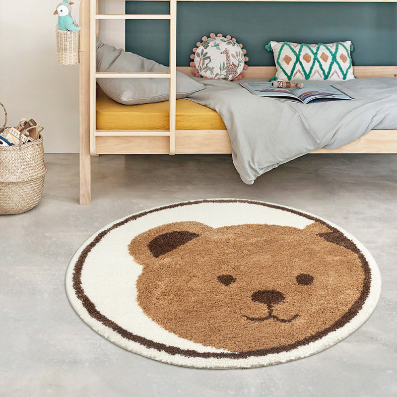 Tapis rond à ourson tufté, dos vinyle et quatre diamètres