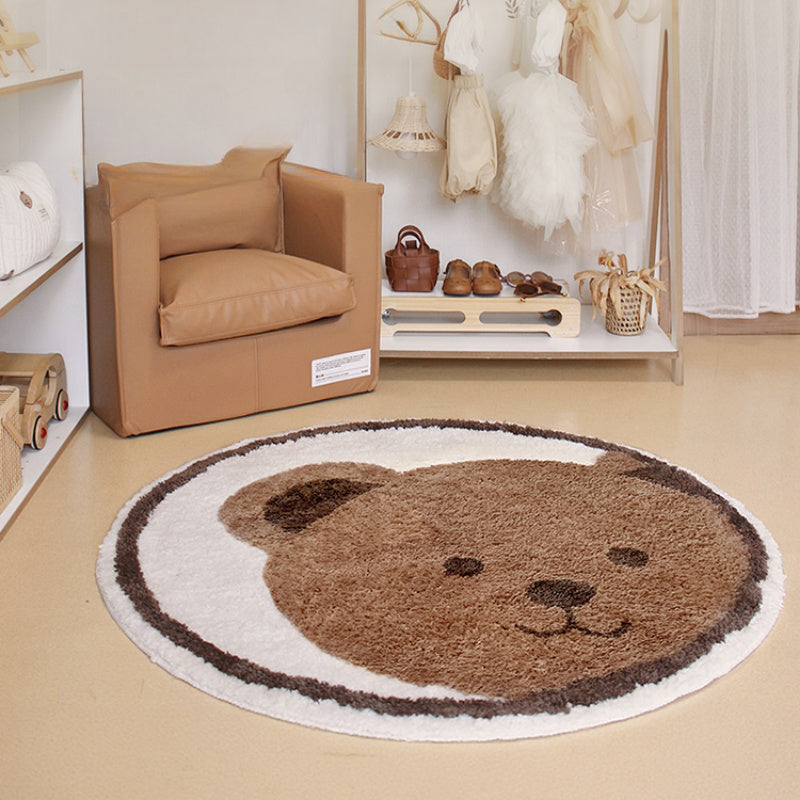 Tapis rond à ourson tufté, dos vinyle et quatre diamètres