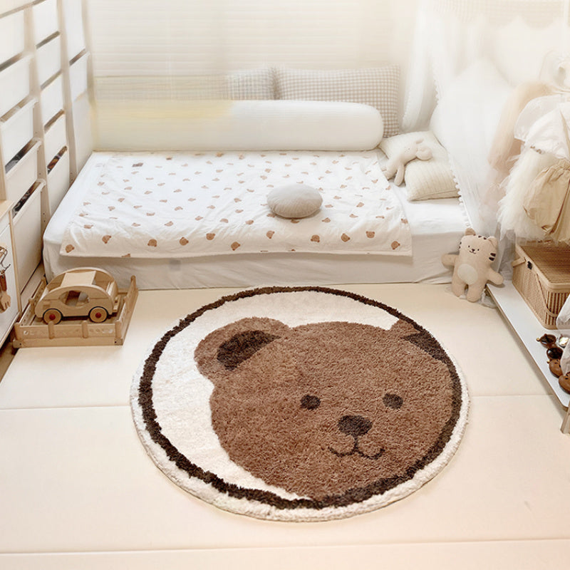 Tapis rond à ourson tufté, dos vinyle et quatre diamètres