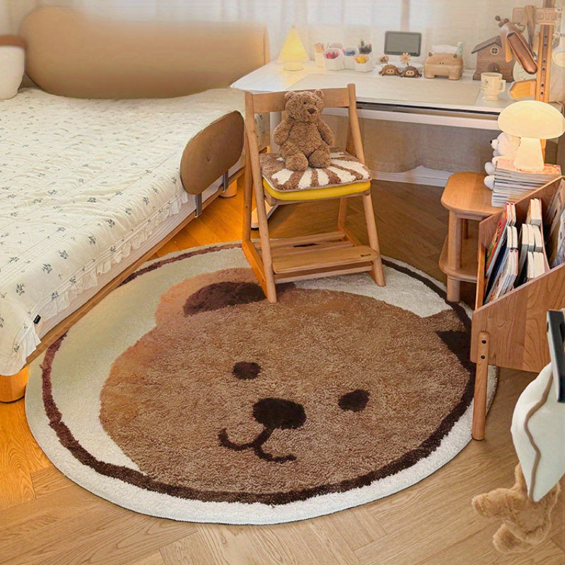 Tapis rond à ourson tufté, dos vinyle et quatre diamètres