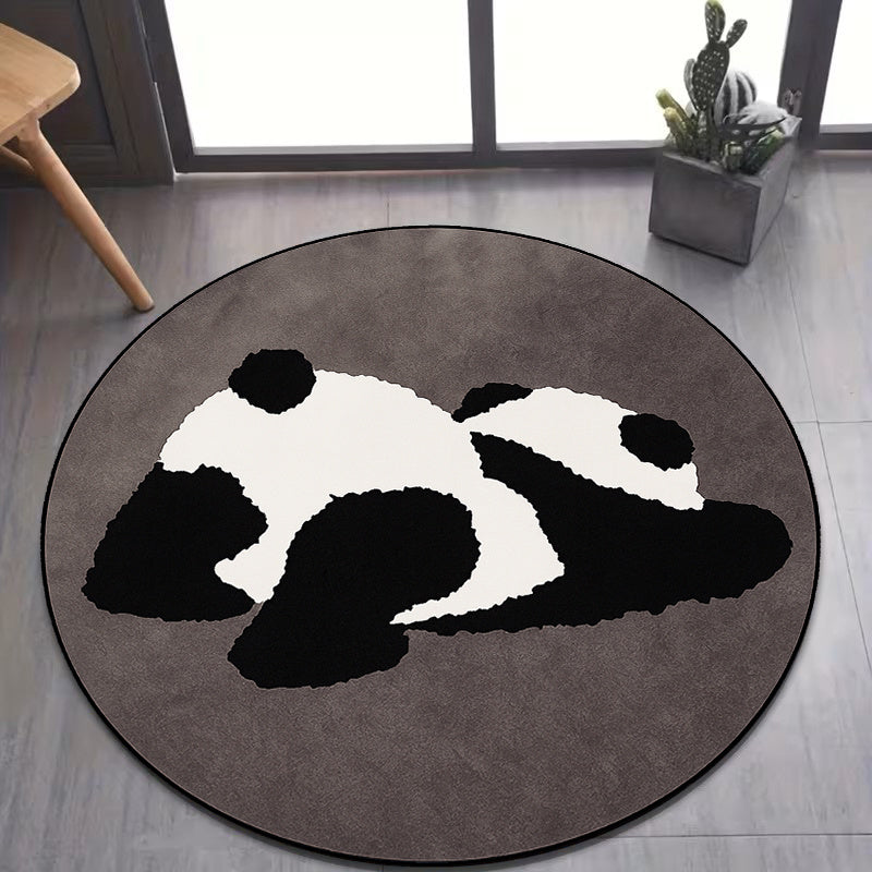 Tapis rond panda gris anthracite, base pointue, Ø 180 cm