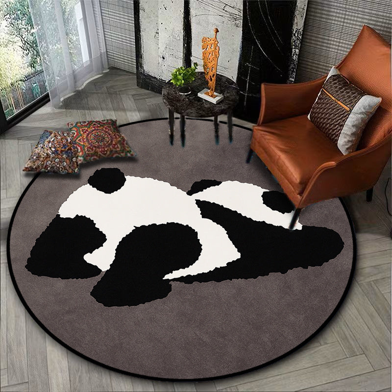 Tapis rond panda gris anthracite, base pointue, Ø 180 cm