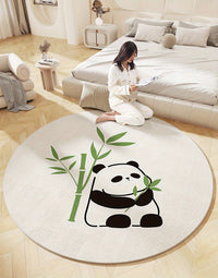 Tapis rond panda ivoire, deux motifs au choix, Ø 120 cm