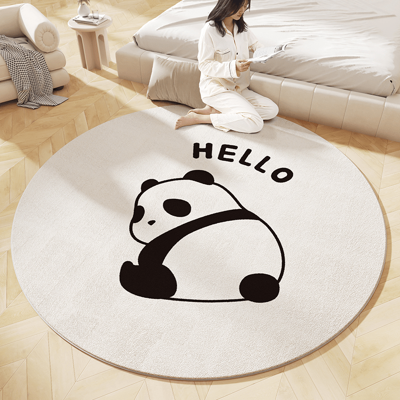 Tapis rond panda ivoire, deux motifs au choix, Ø 120 cm