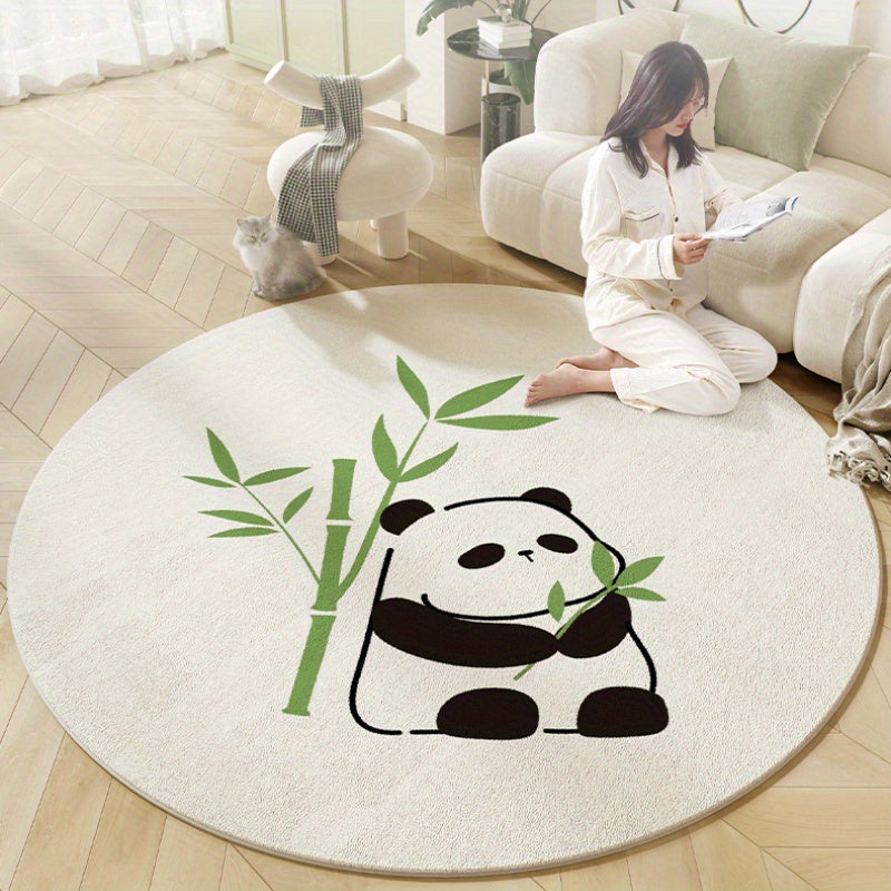 Tapis rond panda ivoire, deux motifs au choix, Ø 120 cm