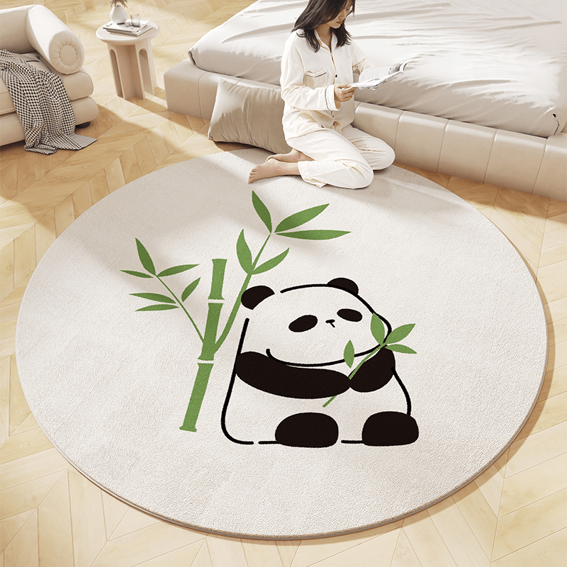 Tapis rond panda ivoire, deux motifs au choix, Ø 120 cm