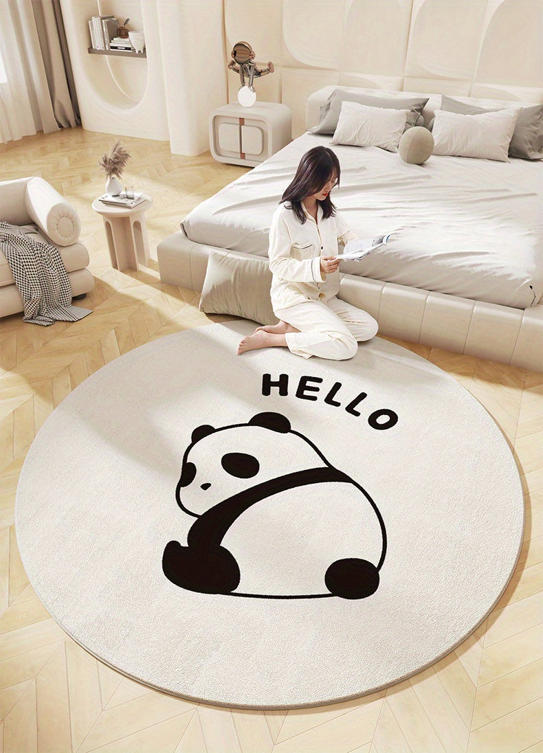 Tapis rond panda ivoire, deux motifs au choix, Ø 120 cm