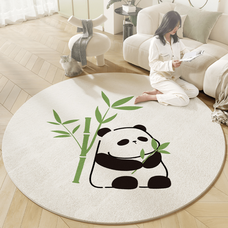 Tapis rond panda ivoire, deux motifs au choix, Ø 120 cm