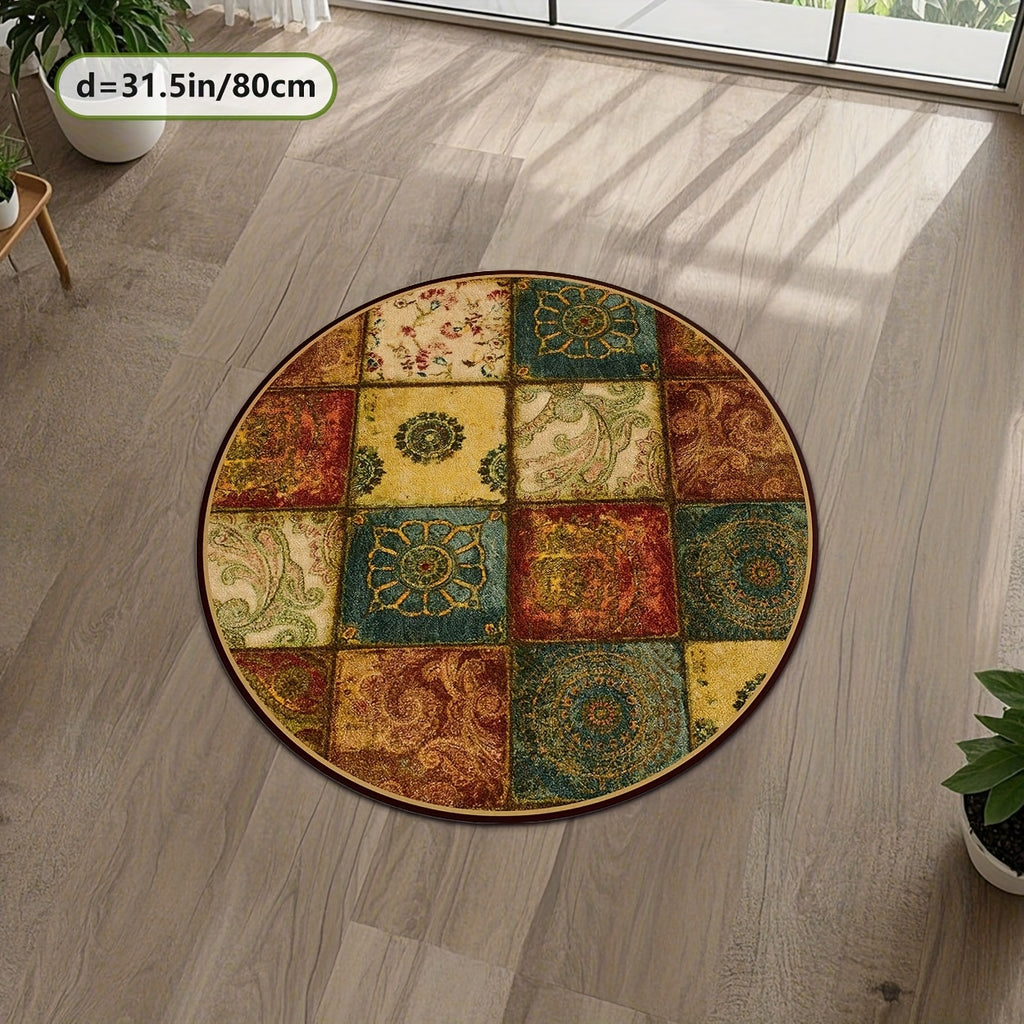 Tapis rond patchwork à médaillons colorés, 80 — vue 2