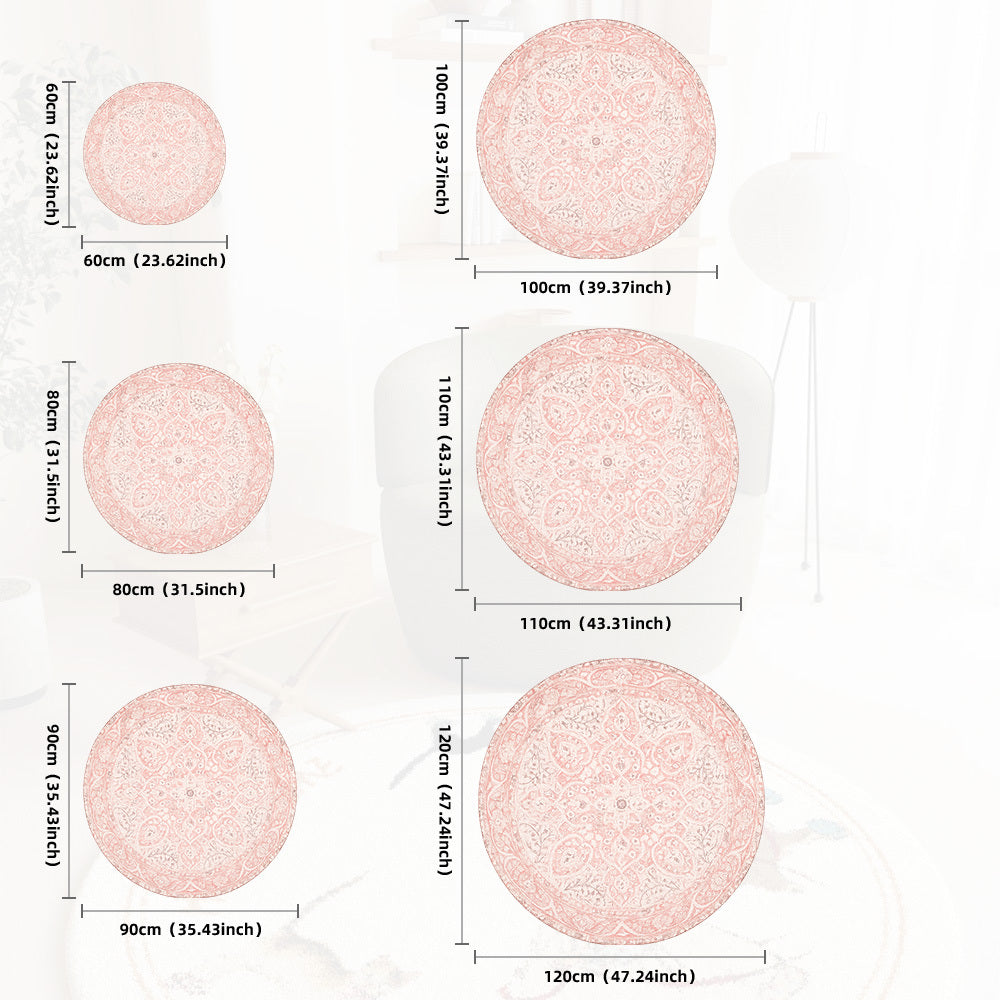 Tapis rond persan blush et crème, six diamètres Ø 70 à 180