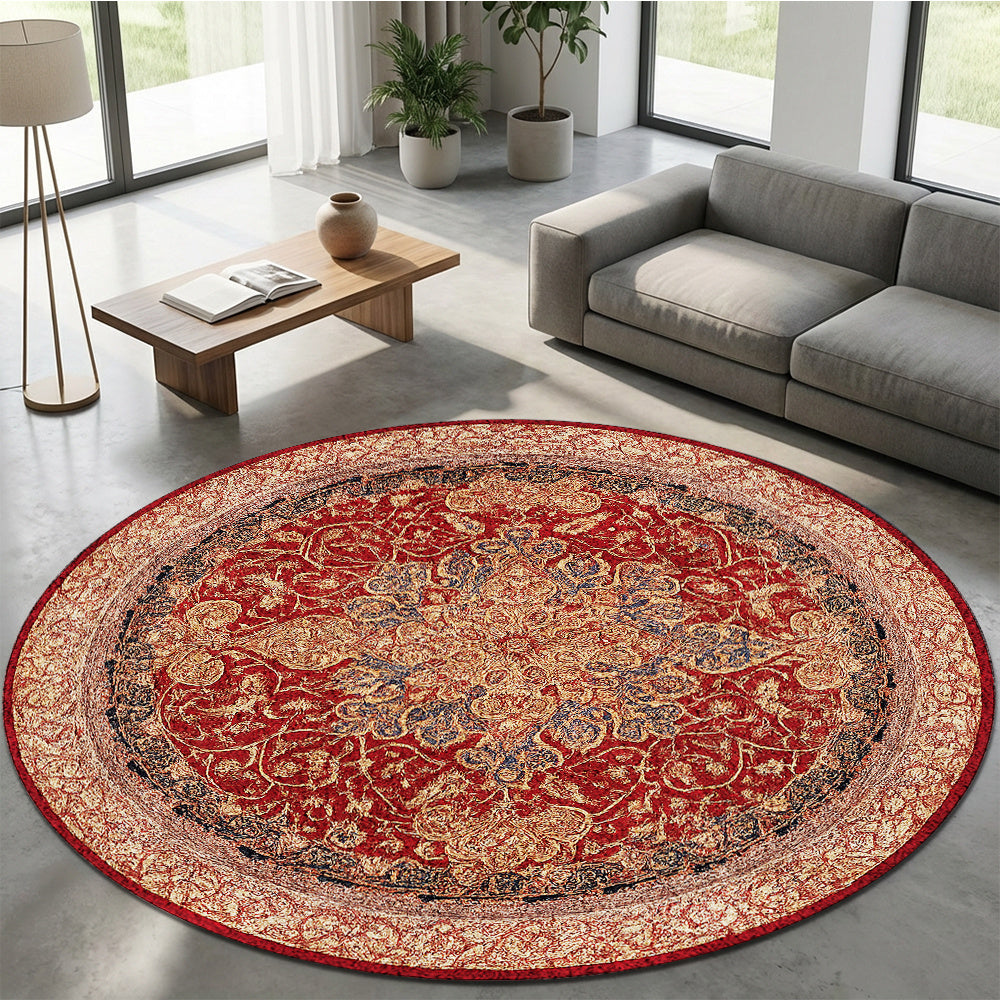 Tapis rond à écoinçons rouge et bleu nuit, Ø 120 à 180 cm