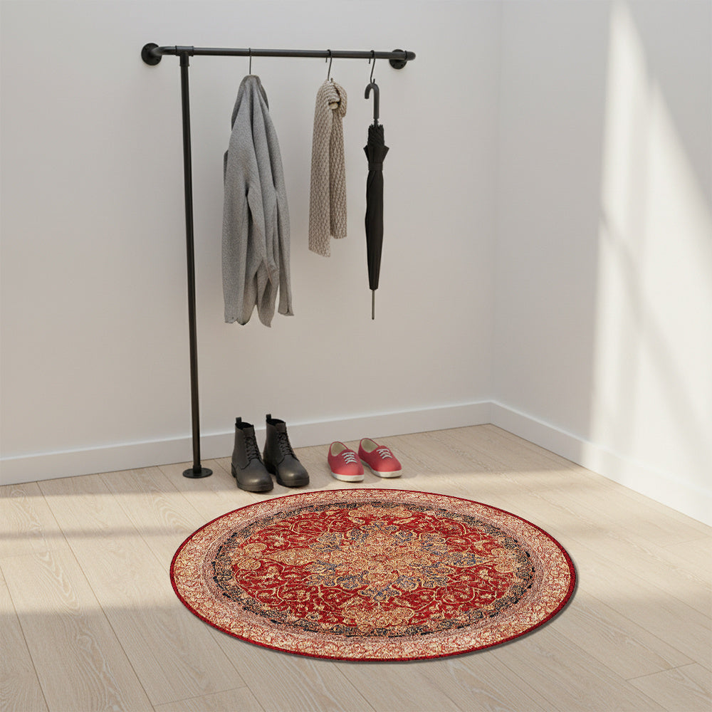 Tapis rond à écoinçons rouge et bleu nuit, Ø 120 à 180 cm