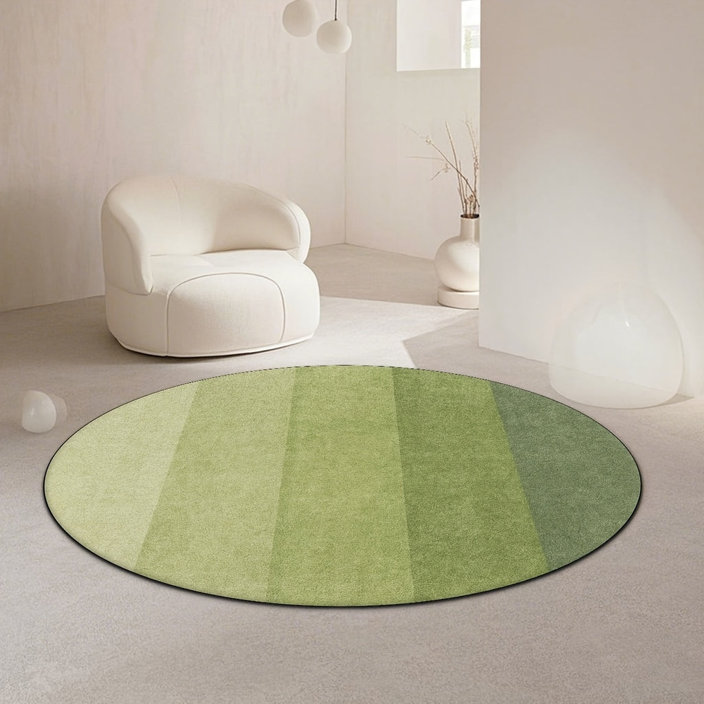 Tapis rond à larges rayures vertes dégradées, Ø 100 et 200