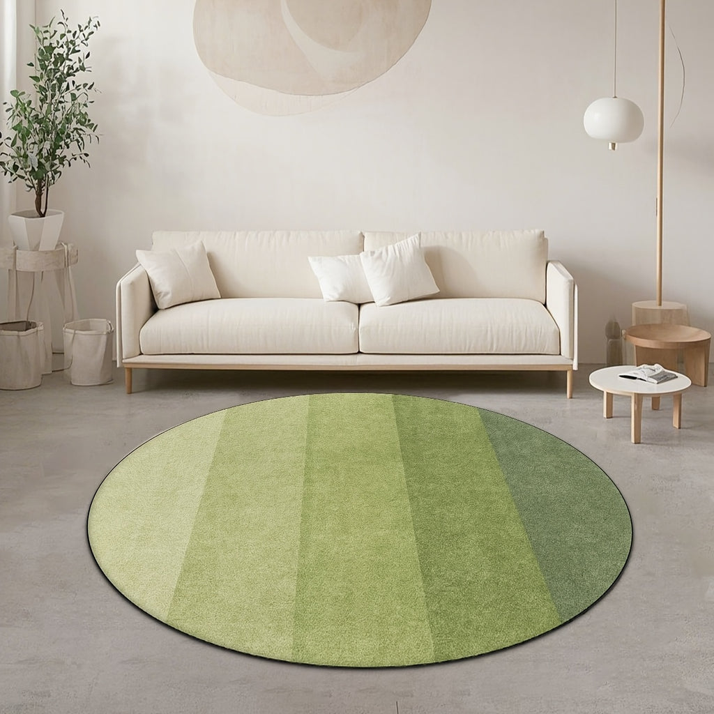 Tapis rond à larges rayures vertes dégradées, Ø 100 et 200