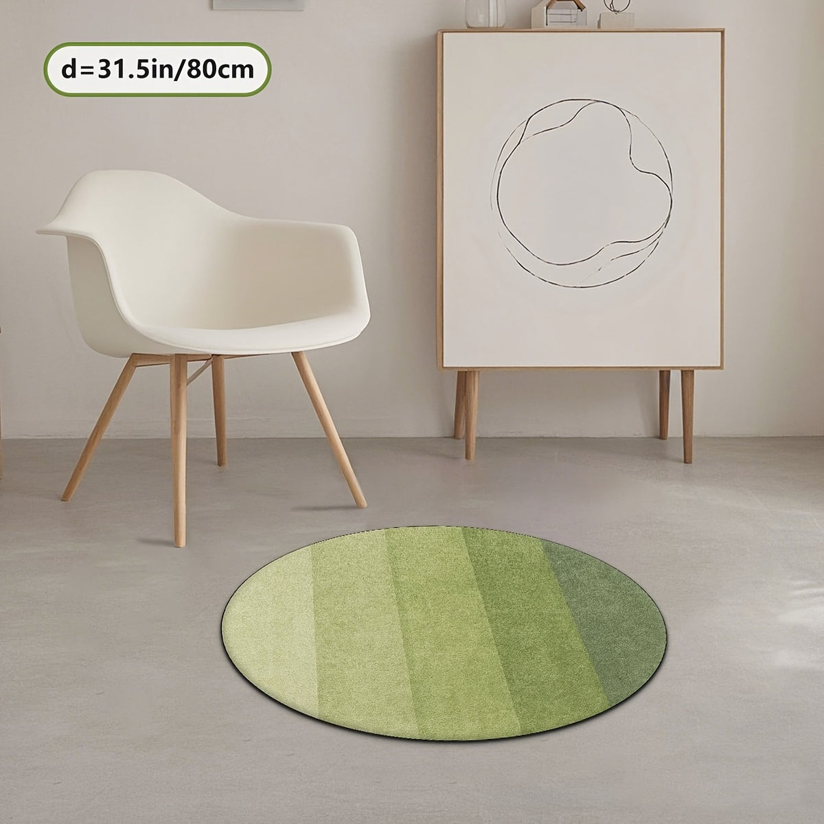 Tapis rond à larges rayures vertes dégradées, Ø 100 et 200
