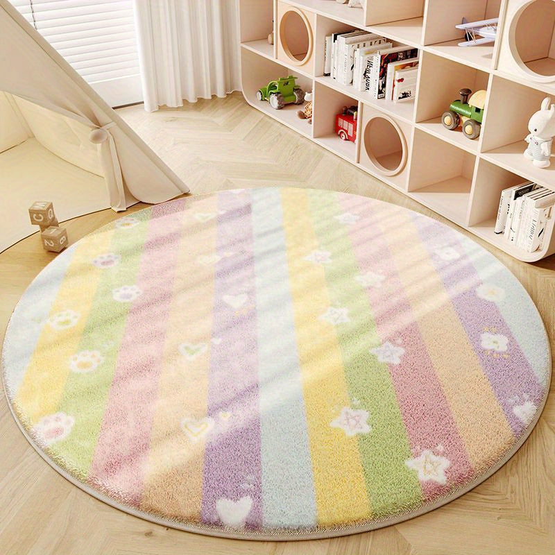 Tapis rond Ø 80 cm à rayures pastel, deux imprimés au choix