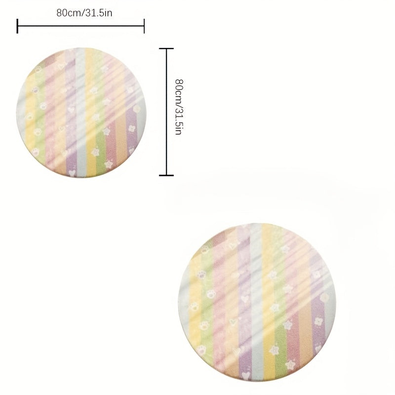 Tapis rond Ø 80 cm à rayures pastel, deux imprimés au choix