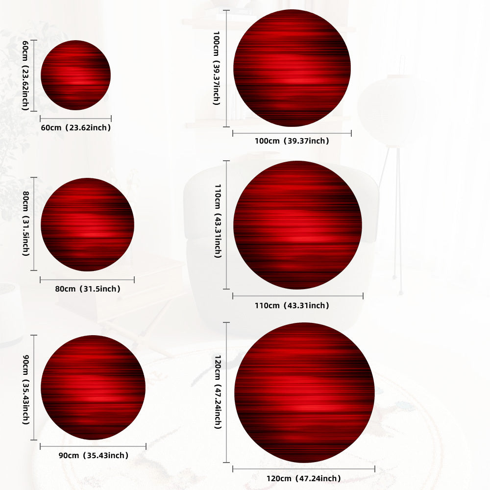 Tapis rond à rayures rouges dégradées, huit diamètres au choix